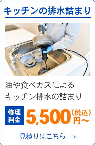 キッチンの排水詰まり。油や食べカスによるキッチン排水の詰まり